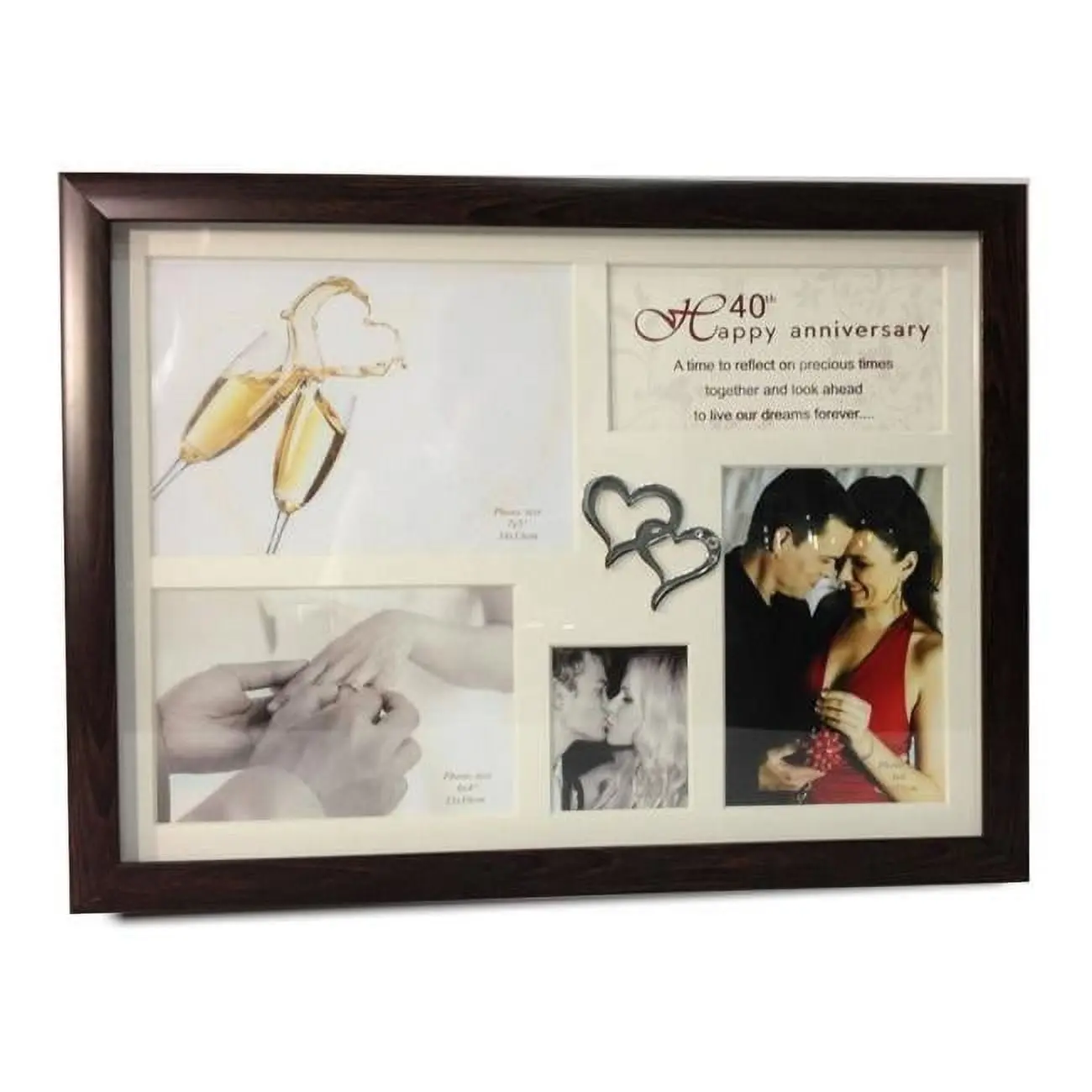 Jiallo 64856 40th Anniversary Collage Photo Frame with Double Heart Icon