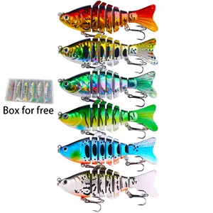 6-Piece Multi-Section Swimming Crank Lure Set, With Free Box, Artificial Bait With Hook, Slow-Sinking Realistic Bass Bait, Suitable For Both Freshwater And Saltwater, Ideal For Beginner Outdoor Fishing Gear