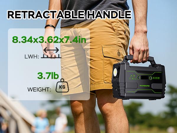 MARBERO 155Wh Portable Power Station with 2 x 100W AC Outlets(150W Surge) 7 Output Ports Built-in Flashlight for Camping Power Outage Outdoor Emergency