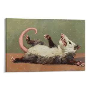 Shabby Chic Opossum Poster Decor Wall Art UV-Protected Waterproof Funny Animal Opossum Acted Cute Humor Artwork for Quirky Home Decor Lovers Decor Wall Christmas Gift