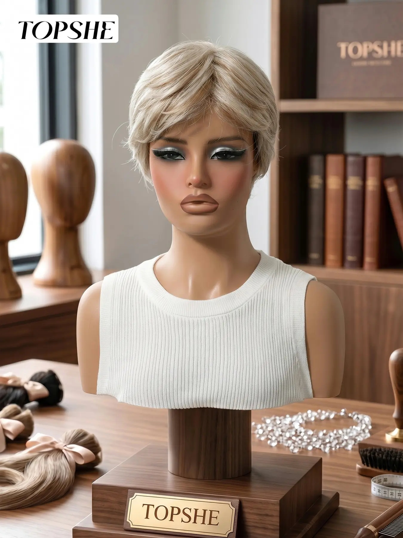 【Summer New Arrival】TOPSHE MONO 5.5x5 Ash Blonde 8 Inch Pixie Cut Wig, HD Glueless Lace Front Synthetic Wig, Breathable Cap, Heat Resistant, Natural Short Hair for Daily Wear, Beginner Friendly, Versatile for Parties & All Occasions