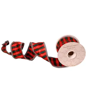 Black / White Edge Nutcracker Plaid Ribbon 2.5” x 10yd | IR