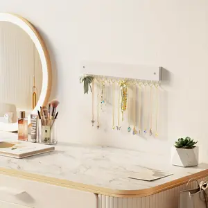 Wooden necklace rack with 15 hooks, specially designed for hanging necklaces