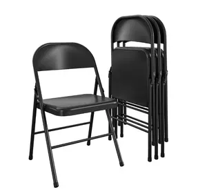 Mainstays Steel Folding Chairs (4 pieces), Steel Frame, 350lb Load Capacity, Suitable for Indoor/Outdoor Events, Weddings, Parties, Gatherings, Mother's Day Gifts