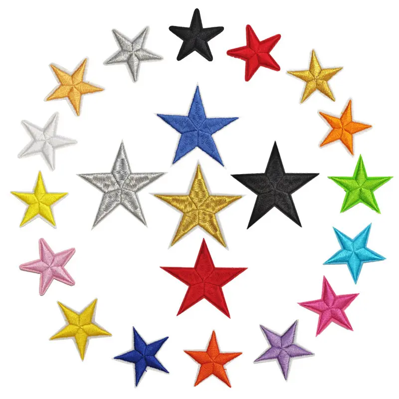 22Pcs Embroidered Stars Iron-On-Sew-On Patches - Sewing Supplies for Clothing, Backpack, Hats, Scarf, Curtain, Fabric, DIY Decoration & Repair, Wedding Dress