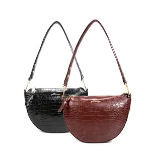 GORFIA Women's 2025 Summer Chic PU Leather Half Moon Zipper Shoulder Bag - Minimalist Solid Color, Adjustable Strap, Crossbody Option, Multi-Compartment, Lightweight for Travel, Evening Use