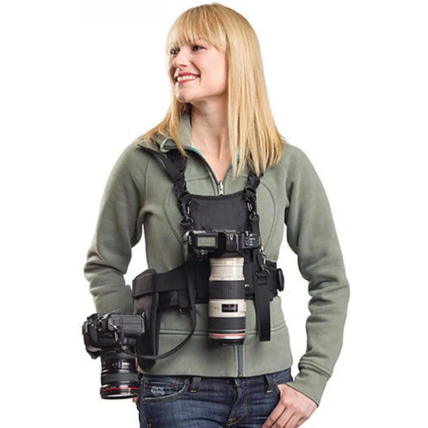 NC-Vest Dual Camera Carrier Chest HarnessDouble  Camera Strap for  6D 5D2 5D3  D800 D810  A7S A7R A7S2 Sigma Olympus DSLR Hiking Climbing Wedding Travel