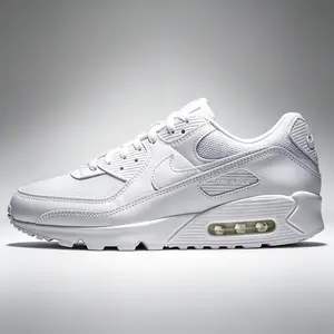 NIKE Men's Air Max 90 'Triple White' Casual Trainers - Runner, Training Sports Shoes, Style Code CN8490-100