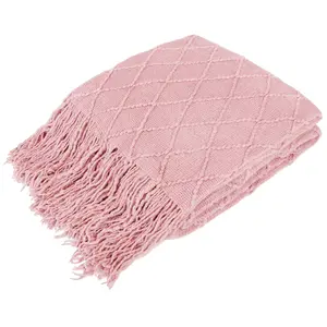 PAVILIA Knit Textured Soft Throw Blanket for Sofa, Living Room Decor, and Bed, Blossom Pink/Throw - 50x60, Easter Gift