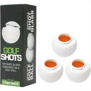 Golf Ball Shot Glass Set, Funny Novelty Drinking Cups for Golfers, 1.5oz with Screw-On Cap, Great Gift for Men Golf Lovers, Easy to Clean, White