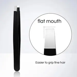 Professional Precision Tweezers, Anti-Slip Grip, Flat Head for Blackheads, Slant Tip for Eyebrow Trimming, Unisex High-Value Metal