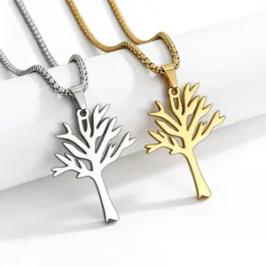 Life Tree Stainless Steel Necklace Accessory, Durable Jewelry for Everyday Wear, Stylish Chain Design, Perfect Gift Idea