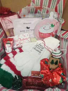 Christmas Box for Her Burr Basket Gift with Assorted Items