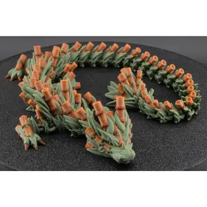 Bamboo Dragon – Articulated Poseable Fantasy Dragon Toy | 3D Printed Collectible with Leaf & Bamboo Design