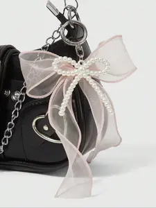 Korean Style Sweet Faux Pearl Keychain, Keychain Bag Pendant, Ribbon Bow Design, Perfect for Bag and Key Decoration, All Season Accessory