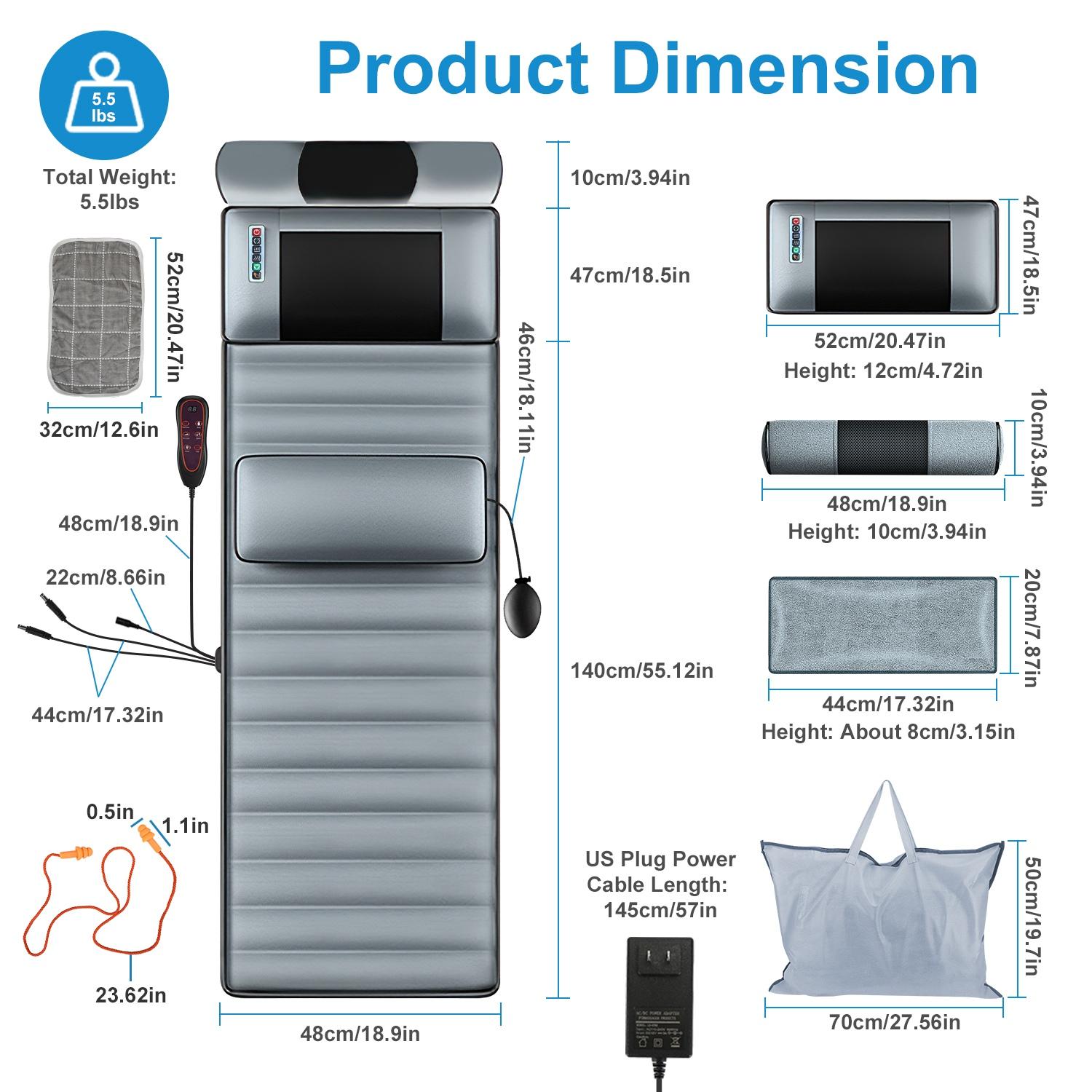 Comprehensive Massage Mat Featuring Heat And a Portable Shiatsu Neck And Back Massager, This Enhanced Massage Mattress Pad Comes Equipped with 10 Vibration Motors, 2 Heating Pads, And 9 Massage Settings, Perfect for Relaxing,deep tissue massage tool