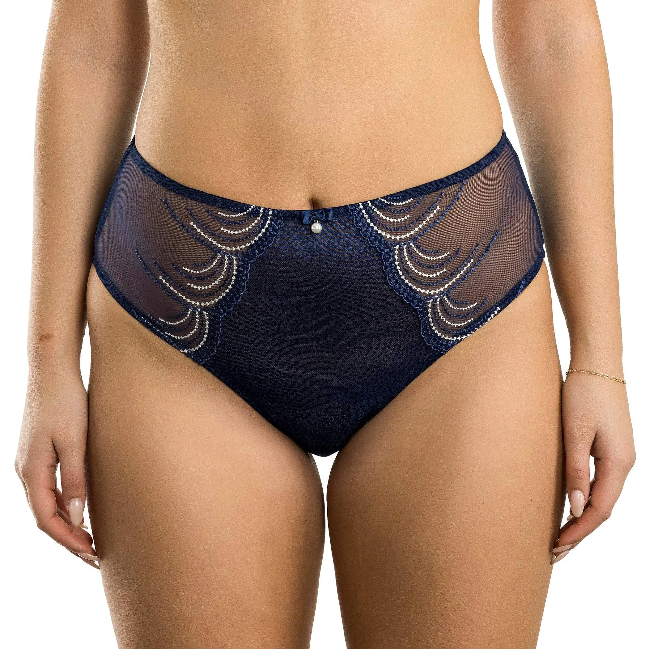 Pearl Hight Waisted French Cut Panty - Navy
