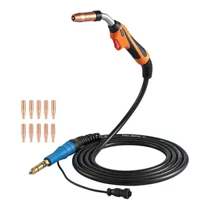 VEVOR 250A MIG Welding Gun with Copper Wire, 15FT Cable Replacement for Miller MDX-250, Textured Grip, Stable Trigger, Includes 11PCS MIG Welding Contact Tips