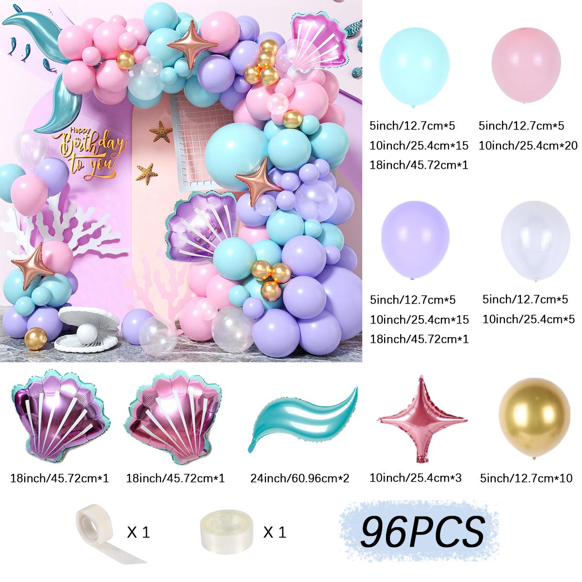 96pcs Mermaid Tail Star Balloon Decoration Set for Gender Reveal Wedding Girl's Birthday Party Decor Ocean Theme Balloon Garland Kit Under The Sea