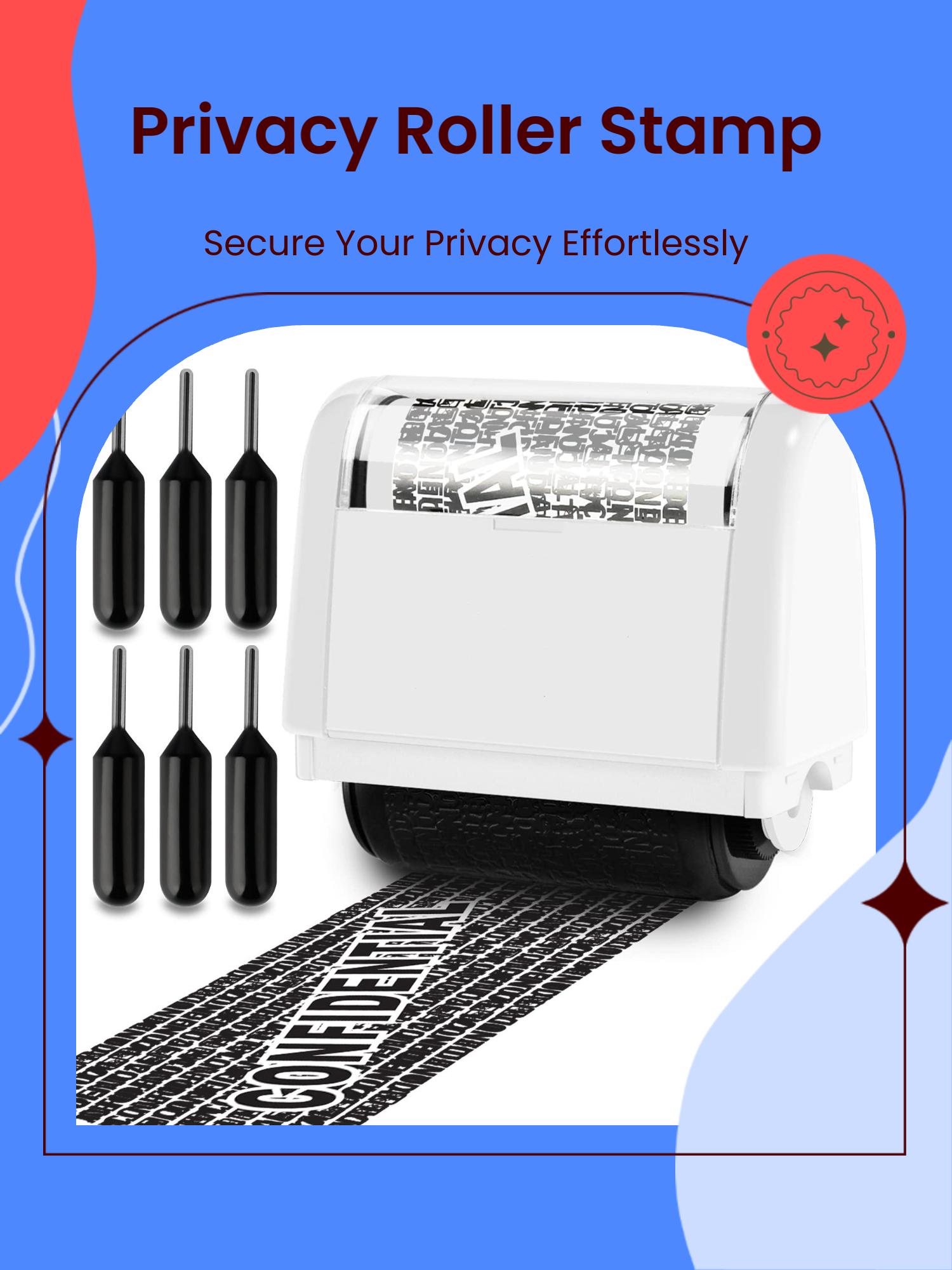 1pc Privacy Roller Stamp - Identity Theft Protection Security Seal - Express Package Address Eraser,  Multi-ColorsIdentity Theft Protection Roller Stamp Set - White (6 Refill Ink Incleded)