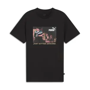 PUMA Mens Kitten Graphic Crew Neck Short Sleeve Casual Tops Casual - Black