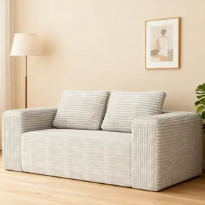 63" Boneless Loveseat Couch Compressed Sofa in a Box, 2-Seater Cloud Floor Couches with Comfort Springs & Memory Foam for Living Room Bedroom Lounge Studio , No Assembly