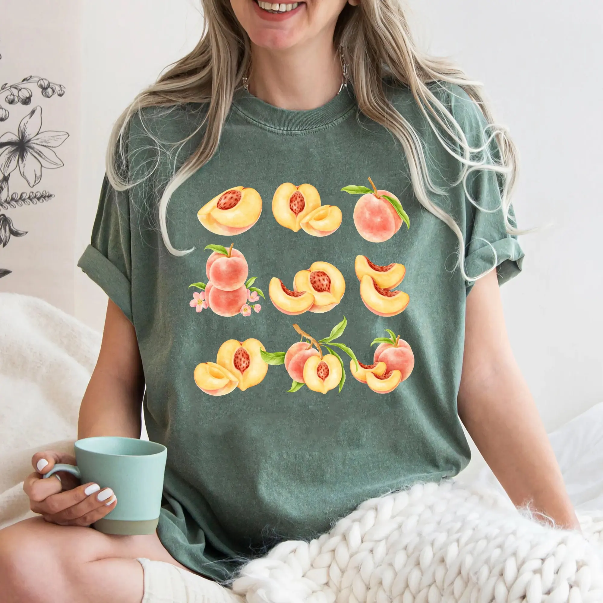 Comfort Colors Peach T-shirt Vintage Graphic Fruit Shirt Aesthetic Fruit Shirt Boho Shirt Fruit Tee Peach Shirt Peach Graphic T-shirt Gift