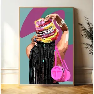Stylish Black Woman & Girl Wall Art – Money & Fashion Inspired Black Art Prints for Room Decor, Unframed – 5 Size, 8x12 to 27x40 inch