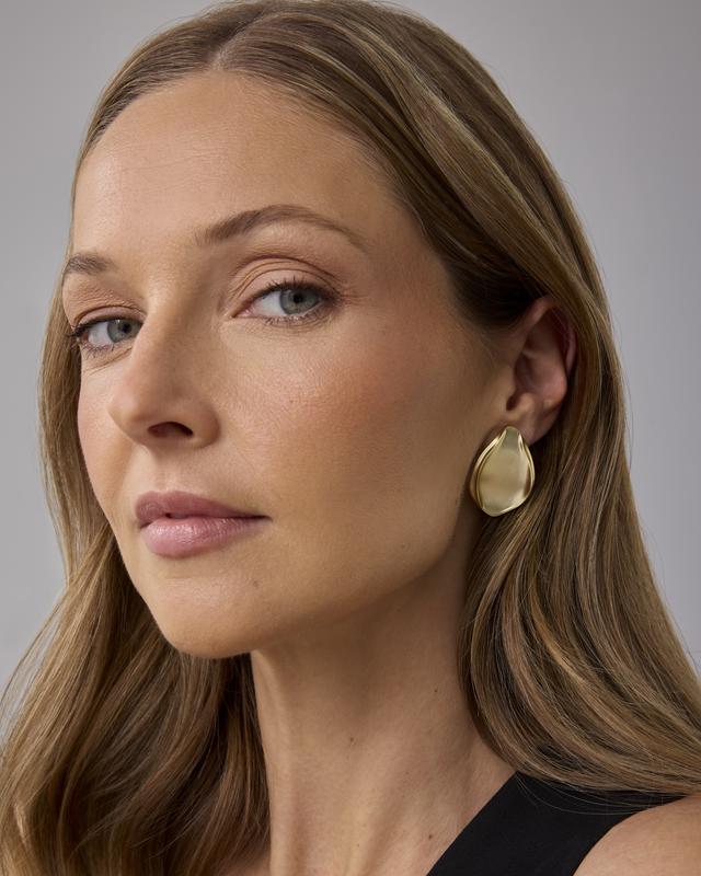 PAVOI Gold Plated Teardrop Brushed and Textured Stud Earrings for Women - Statement Earring Pair