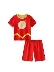 Boys' Summer New Lightning Short Sleeve Shorts Set, Home Wear for Ages 1-8, Perfect Gift for Little Heroes
