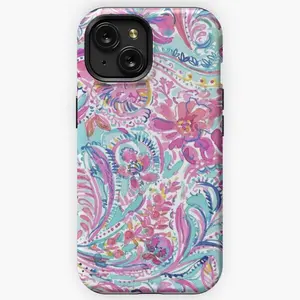 Purple and Mint Flower Design iPhone Case