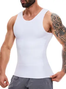 Men's Tank Top Slimming Vest, Sports Tank Top, Breathable Sleeveless Compression Shirt, Workout Shaping Top, All-Season Casual Wear, Plain Design, Breathable Activewear