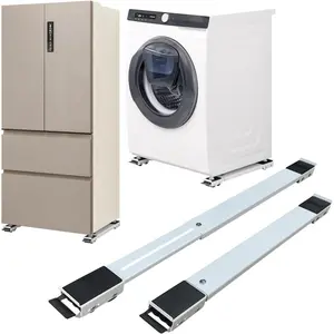 Furniture Washing Machine Dolly, Extendable Appliance Rollers Refrigerator Heavy Duty, Washing Machine Stand Wheels Fridge Appliance Dolly Movers Mobile Washer and Dryer Moving Base, White