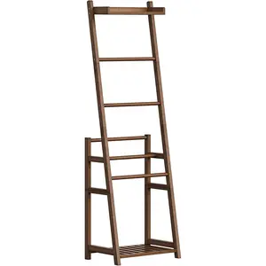 Blanket Ladder, 3-Tier Towel Rack,  Blanket Rack, Blanket Stand, Blanket Ladders for Bedroom, Quilt Ladder for Living Room, Bedroom, Decorative Display Ladder Shelf, Mocha MA124CJ01