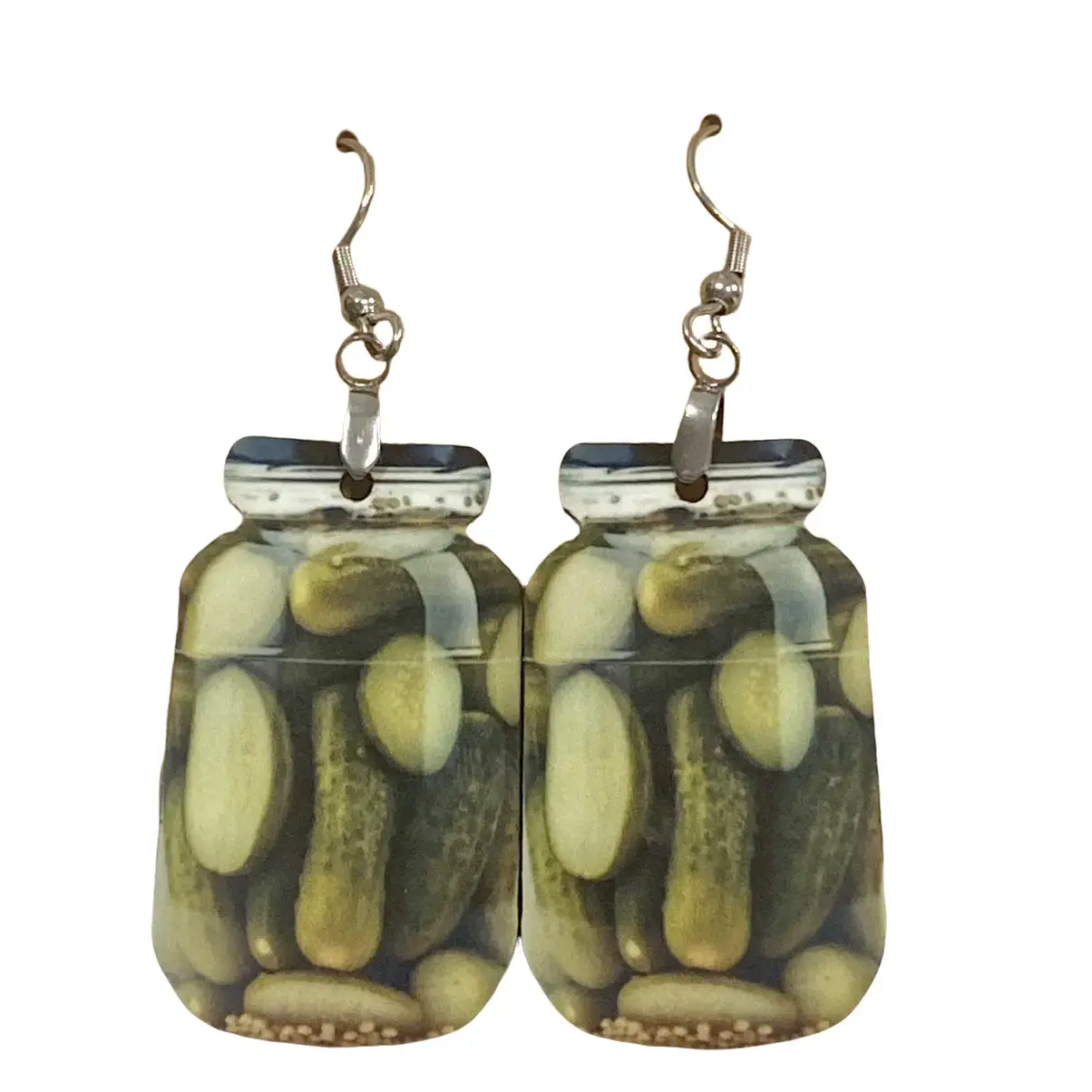 Pickle Jar Earrings - Funny Food Fashion Earrings with Canning Jar Design - Perfect Gift for Pickle Lovers