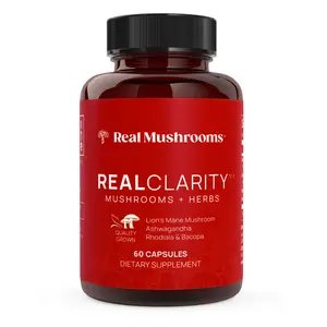 RealClarity Lion's Mane Ashwagandha Rhodiola & Bacopa 500mg Pills 30 Servings Gluten-Free Non-GMO Vegan Organic Extracts