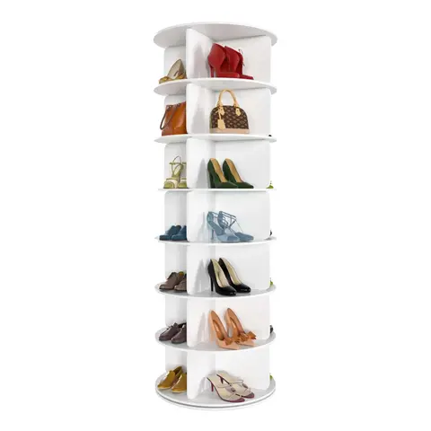 Richland 360° Rotating 7-Tiers Organizer Shoe Rack, Fits 28 Pairs of Shoes, Spinning and Revolving 360 Shoe Rack Storage Round Carousel, for Entryway Living Room Hallway Footwear Organization