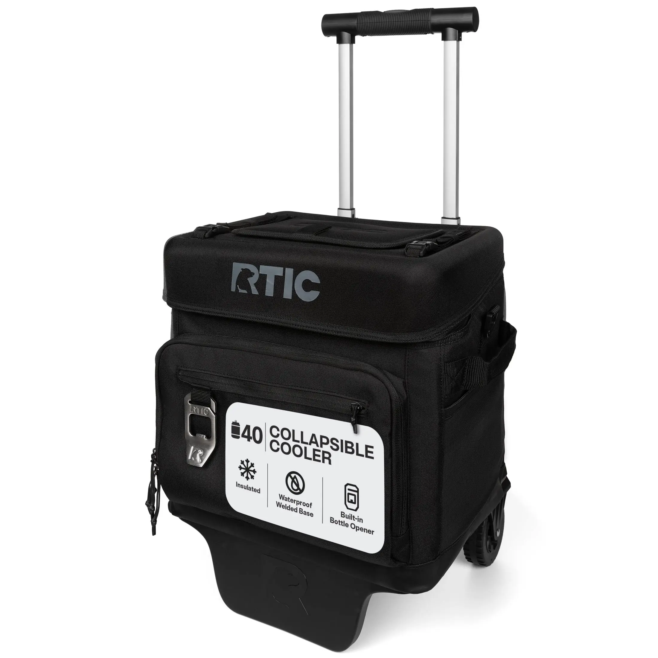 RTIC Collapsible Wheeled Cooler - 40-Can Capacity, 21 Qt, with Built-In Bottle Opener for Camping, Hiking, Outdoor Activities