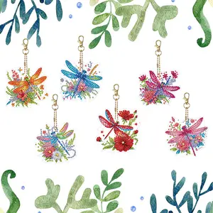 6Pcs DIY Special Shape Diamond Art Painting Keychain Kit Double-Sided Diamond Keychains Crystal Rhinestone Diamond Mosaic Key Chain Unique Handmade Gift