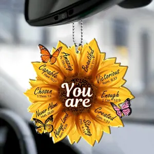 Sunflower Gifts for Women - Sunflower Car Rearview Mirror Hanging Accessories - Birthday, Christian Gifts for Women - Christmas Ornament & Car Hanging Decoration