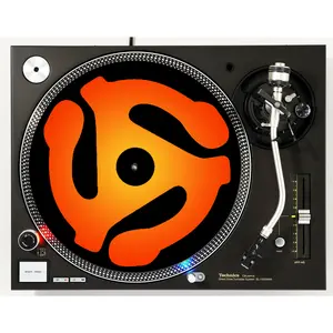 DJ 45 Adaptor Orange Fire Vinyl Memorabilia 12" inch Slip Mat Turntable Slipmat DJ Platter Pad
