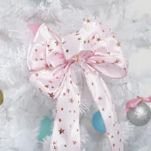 Rose Gold Heart-Shaped Wired Ribbon, 2.5 Inch (6.3 Cm), Transparent Organza Wedding Ribbon, 25 Yards for Crafts, Valentine's Day Decorations