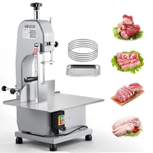 VEVOR Commercial Electric Meat Bandsaw, 650W Stainless Steel Countertop Meat Sawing Machine, Workbench 12.4x 18.1, 4.33 Inch Max Cutting Thickness, Frozen Fish Cutter for Rib Pork Beef