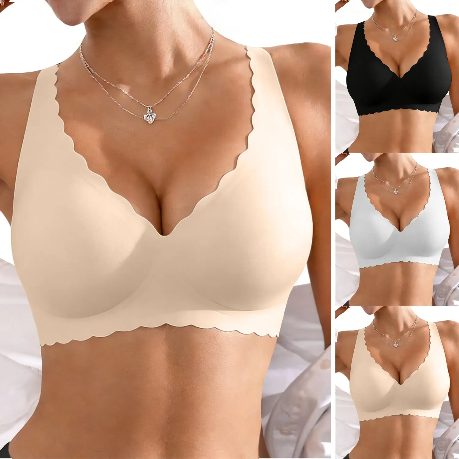 Women's Jelly Bras Wirefree Full Coverage Push Up Supportive No Underwire Everyday Bras Comfortable Wireless No Show Tshirt Bra Comfortable Womenswear Underwear