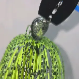 #B041 3/8 oz Deluxe Bladed Flipping Bass Jig in Chartreuse & Black