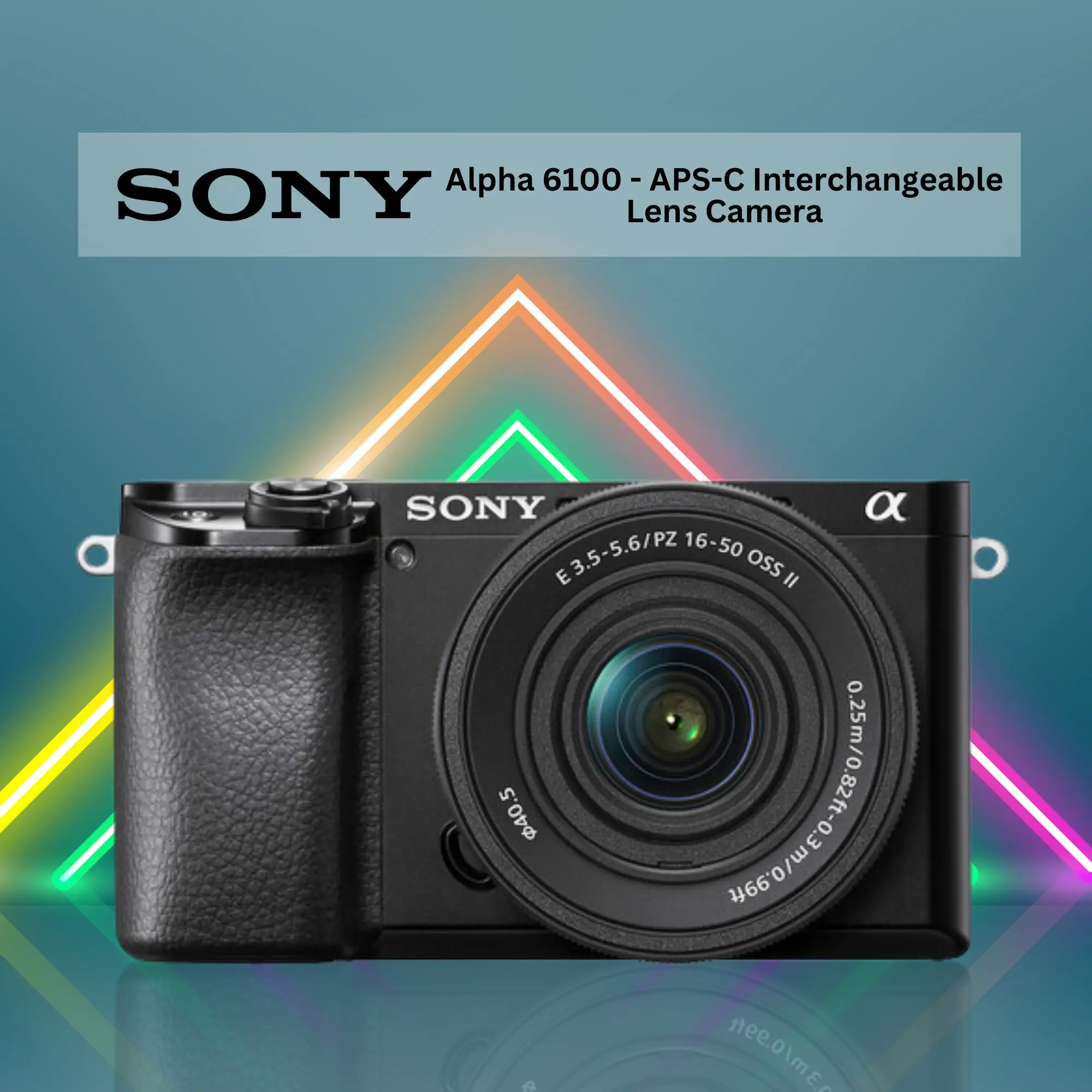 Sony Alpha a6100 24.2MP APS-C Compact Handheld Mirrorless Camera Bundle with Lens, Polyester Sports Camera Bag, and Memory Storage