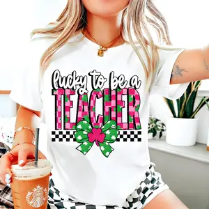 Lucky To Be A Teacher Coquette Bow St Patty S Trendy Tee