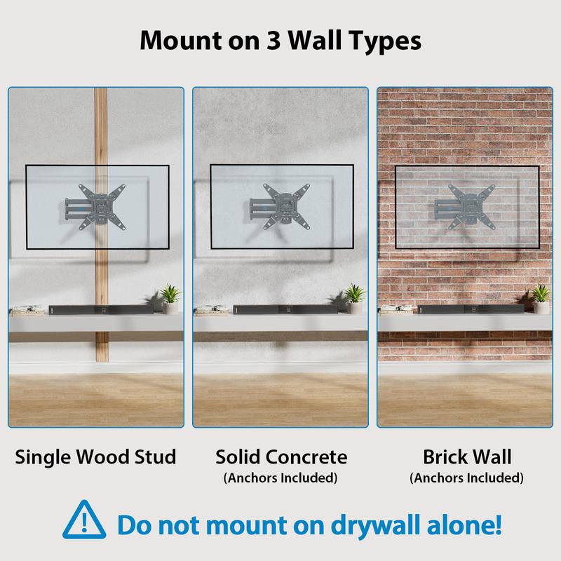 Pipishell Full Motion TV Monitor Wall Mount Bracket Articulating Arms Swivel Tilt Extension Rotation for Most 13-42 Inch LED LCD Flat Curved Screen TVs & Monitors, Max VESA 200x200mm up to 44lbs