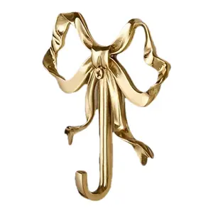 1PC Rustproof Metal Bow Hook | Fashion Wall Mount Decorative Hanger for Bedroom Bathroom Lobby | Cute Coat Towel Key Organizer | Sturdy Vintage Style Gift for Women Home Decor Lovers