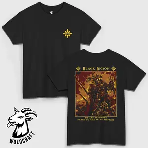 Black Legion Warhammer 40K T-Shirt, Abaddon the Despoiler Graphic Tee, Chaos Space Marines Shirt, Unisex Cotton Top for Sci-Fi Gamers & Collectors, Grimdark Fan Apparel